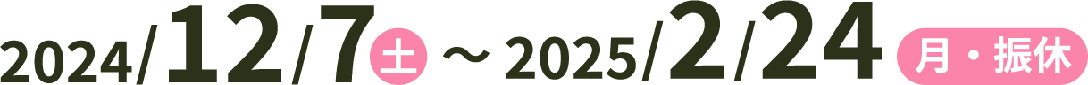 2024/12/7土〜2025/2/24月・振休