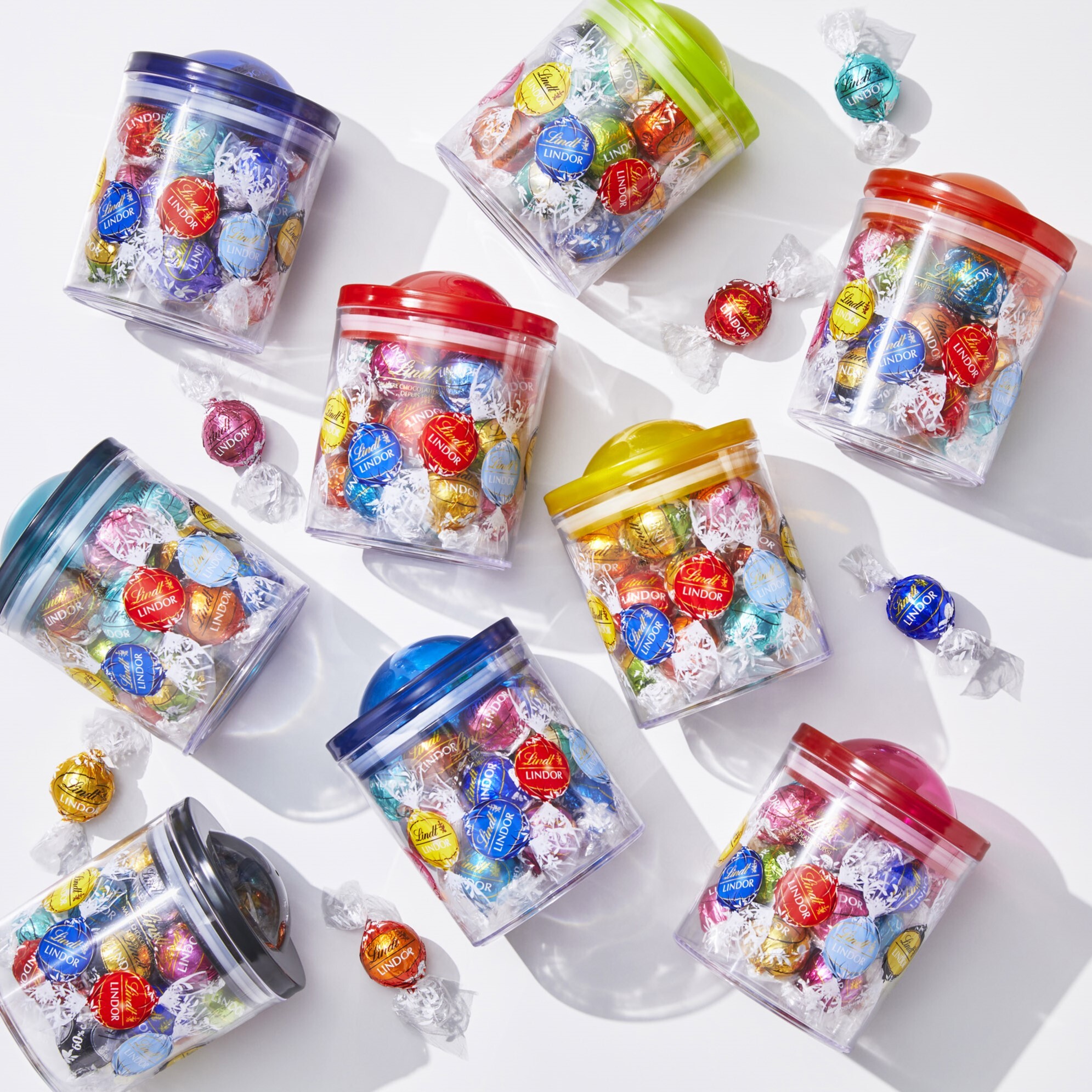 リンツ　キャニスター 青 ブルー 紫 パープル ピンク Lindt 保存容器 けいちん様専用☆リンツ☆リンドール☆キャニスターケース