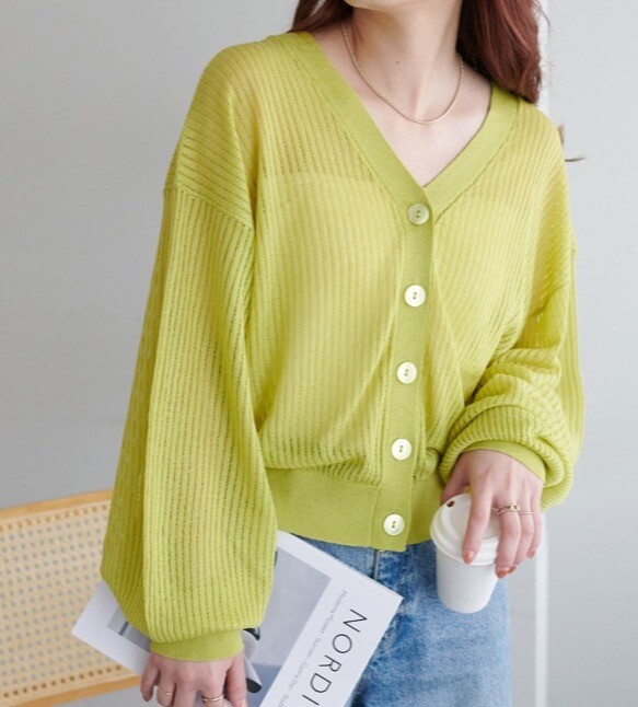 週末値下げ！モラビト　カーディガン アウトレット限定価格】Discoat 前後2WAYラメリブシアーVカーディガン