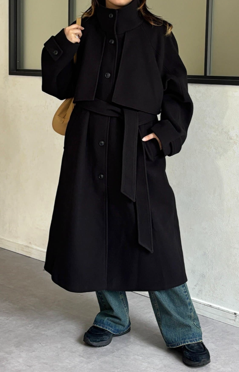 アウトレット限定商品】CPCM ケープ付き軽量メルトンスタンドコート