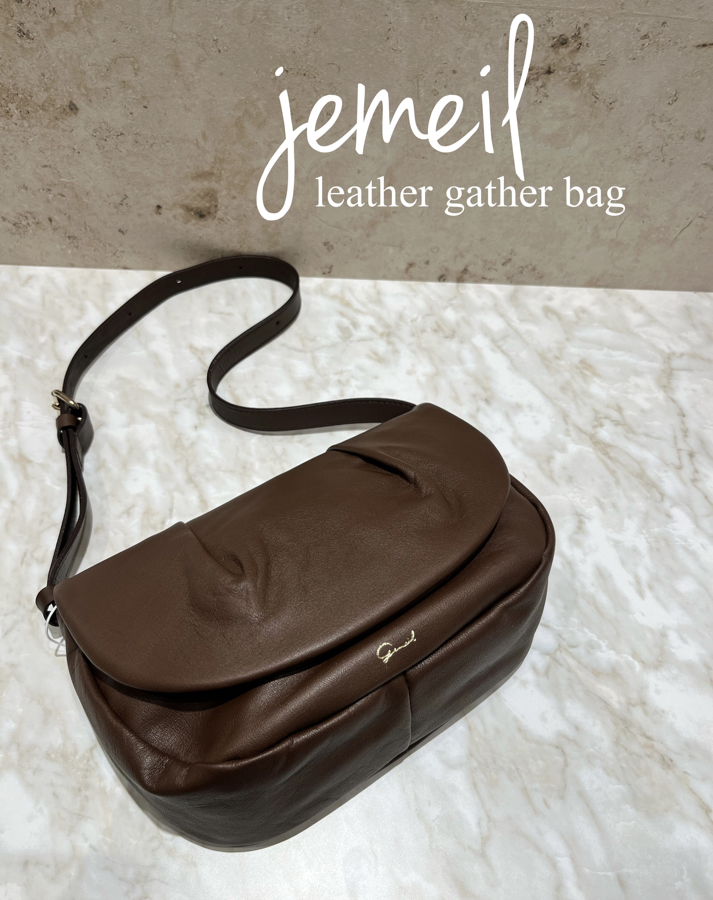 jemeil】50%OFF！ギャザーハーフムーンバッグ｜ラシット ｜ショップ