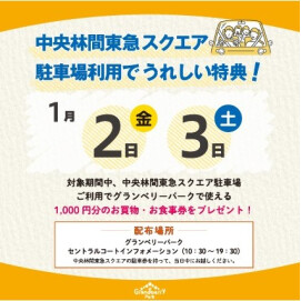 【1月2・3日限定】中央林間東急スクエア 駐車場ご利用で「お食事・お買物券」プレゼント