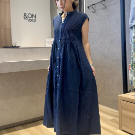 ピンタックフレンチスリープワンピース