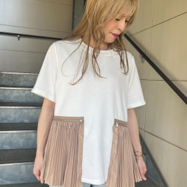 プリーツドッキング半袖Tシャツ👕新作入荷✨✨