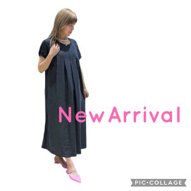テンセルデニム半袖タックワンピース