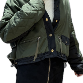 パックフリル配色キルトジャケット