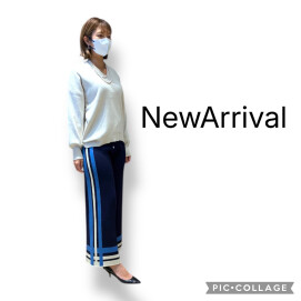 配色ラインニットパンツ