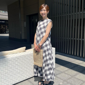 リネン混チェック柄マキシワンピース👗新作入荷✨✨