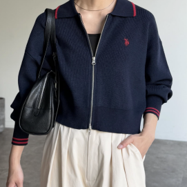 【アウトレット限定商品】CPCM 【U.S. POLO ASSN.】襟付きカーディガン