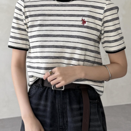 【アウトレット限定商品】CPCM【U.S. POLO ASSN.】クルーネック半袖リブT