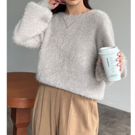 【アウトレット限定商品】Chez toi ランタンスリーブシャギープルオーバー