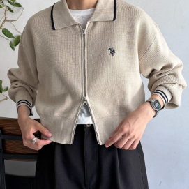 【アウトレット限定商品】CPCM 【U.S. POLO ASSN.】襟付きジップカーディガン