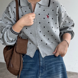 【アウトレット限定商品】CPCM 【U.S. POLO ASSN. 】襟付きジップカーディガン