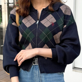 【アウトレット限定商品】CPCM 【U.S. POLO ASSN.】襟付きジップカーディガン