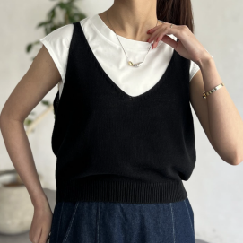 【アウトレット限定商品】Chez toi カット×ニットビスチェ