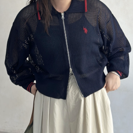 【アウトレット限定商品】CPCM【U.S. POLO ASSN.】襟付きメッシュカーディガン