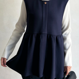 【アウトレット限定商品】Chez toi ペプラムベスト×ニットプルオーバー