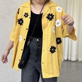 【アウトレット限定商品】ドビーアソート刺繍開襟シャツ