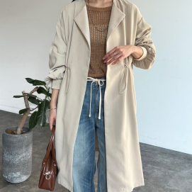 【アウトレット限定商品】 Chez toi　袖口リブ着流しコート