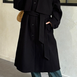 【アウトレット限定商品】CPCM ケープ付き軽量メルトンスタンドコート