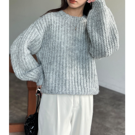 【アウトレット限定商品】Chez toi ローゲージクルーネックプルオーバー