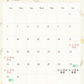 3月レンタル中止のお日にちとワークショップについて