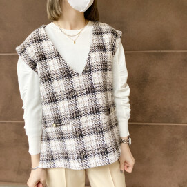 30%off💙mixツイードチェックベスト💙