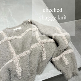 【Jena】チェック柄シャギーニット