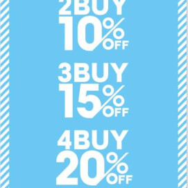 2BUY10%OFF 3BUY15%OFF 4BUY20%OFF!! 6/20(金)〜7/21(月) レジにて最大20%OFF