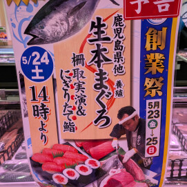 5月24日のおすすめ！14時より生本まぐろ柵取り即売会