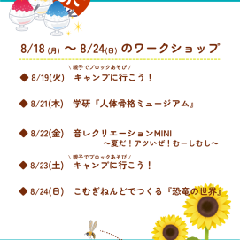 🎇8月18日(月)～8月24日(日)のワークショップ🎇