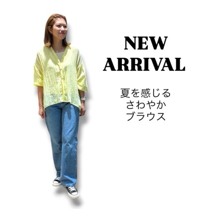 麻ライクキーネックブラウス