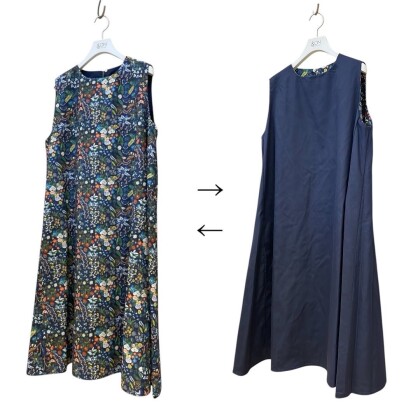 小花柄リバーシブルノースリーブワンピース🌼