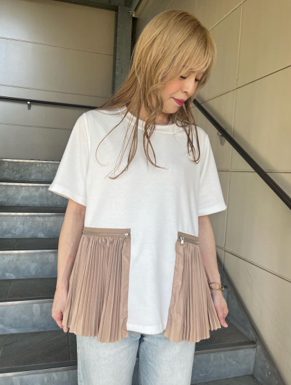 プリーツドッキング半袖Tシャツ👕新作入荷✨✨