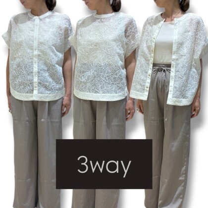 2WAYシアーコード刺繍ブラウス