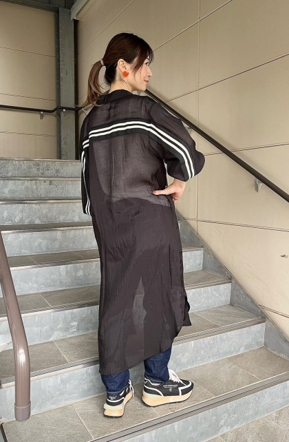 ラインリブ袖シャツワンピース✨✨