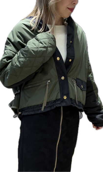 パックフリル配色キルトジャケット