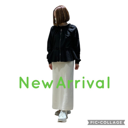 裾プリーツジップブルゾン