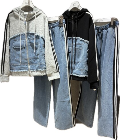 デニムドッキングパーカーセットアップ