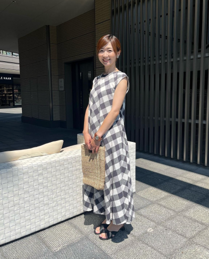 リネン混チェック柄マキシワンピース👗新作入荷✨✨