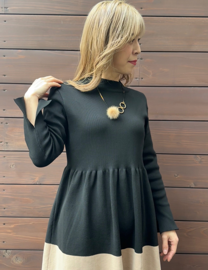 配色ニットフレアワンピース👗新作入荷✨✨