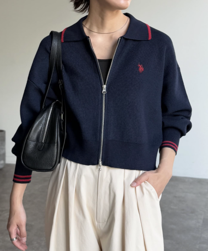 【アウトレット限定商品】CPCM 【U.S. POLO ASSN.】襟付きカーディガン