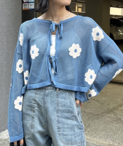 【人気につき新色追加！】CPCM 花柄メッシュカーデ