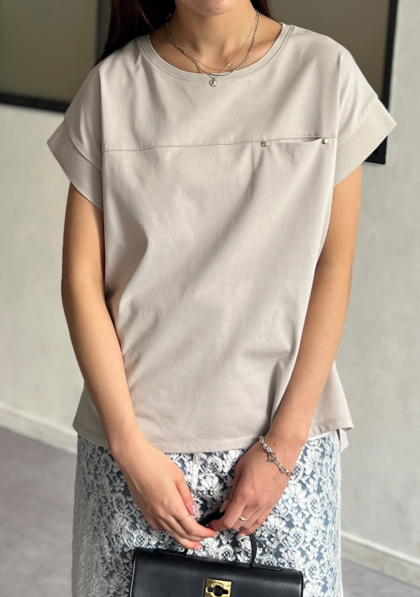 【アウトレット限定商品】Chez toi 機能素材袖口リブフレンチT