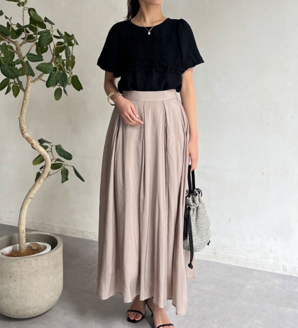 【アウトレット限定商品】chez toi ウエストタックセミシアースカート