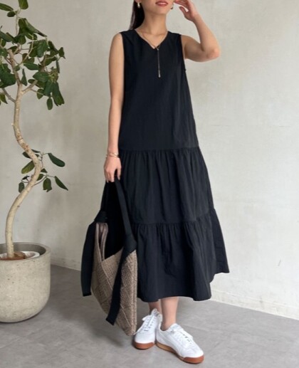 【アウトレット限定商品】chez toi 撥水機能ノースリワンピース