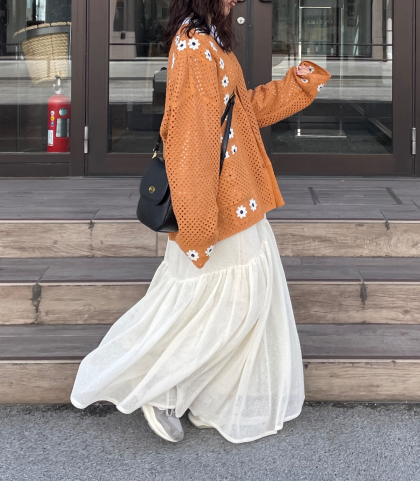 【アウトレット限定商品】クロシェ編みカーデ