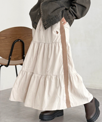 【アウトレット限定商品】CPCM 【U.S. POLO ASSN. 】ティアードスカート