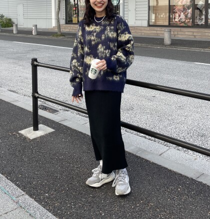 【CPCM】ぼかし花柄シャギーニット