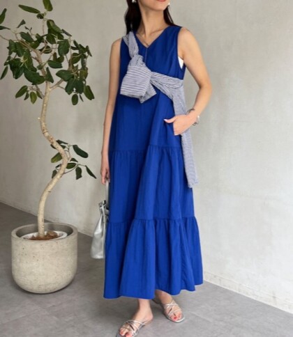 【アウトレット限定商品】chez toi 撥水機能ノースリワンピース
